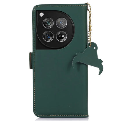 For OnePlus 12 5G Case RFID Blocking Case Wallet Genuine Cow Leather Phone Cover