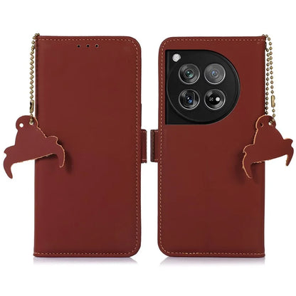 For OnePlus 12 5G Case RFID Blocking Case Wallet Genuine Cow Leather Phone Cover