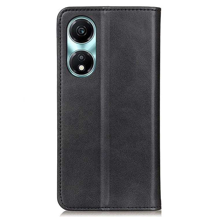 For Honor X5 Plus Split Leather Phone Case Cowhide Texture Wallet Stand