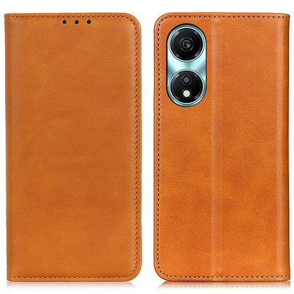 For Honor X5 Plus Split Leather Phone Case Cowhide Texture Wallet Stand