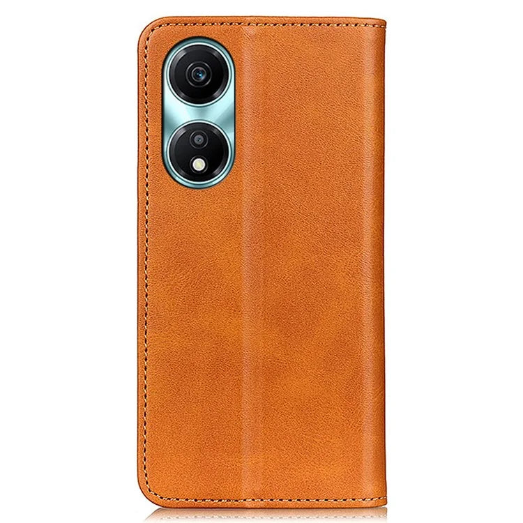 For Honor X5 Plus Split Leather Phone Case Cowhide Texture Wallet Stand