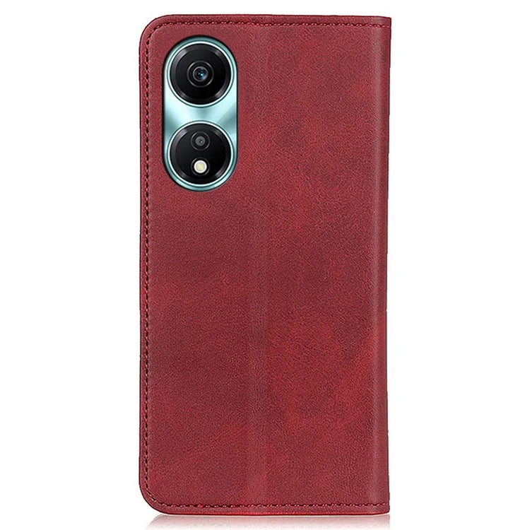 For Honor X5 Plus Split Leather Phone Case Cowhide Texture Wallet Stand