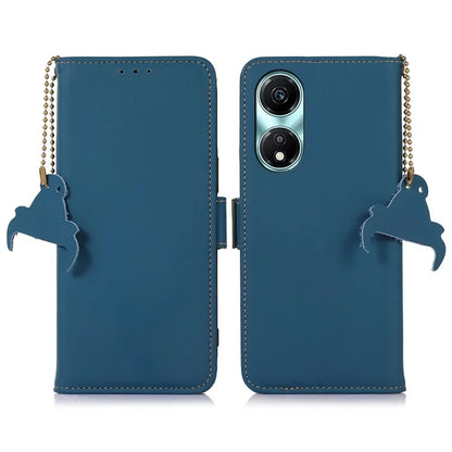For Honor X5 Plus Genuine Cow Leather Case RFID Blocking Wallet Cover