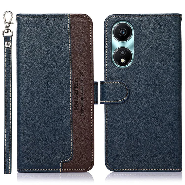 KHAZNEH For Honor X5 Plus Case RFID Blocking PU Leather Phone Wallet Cover with Handy Strap
