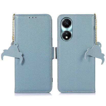 For Honor X5 Plus RFID Blocking Phone Case Genuine Cow Leather Wallet
