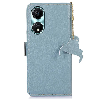 For Honor X5 Plus RFID Blocking Phone Case Genuine Cow Leather Wallet
