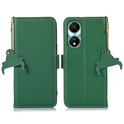 For Honor X5 Plus RFID Blocking Phone Case Genuine Cow Leather Wallet