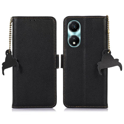 For Honor X5 Plus RFID Blocking Phone Case Genuine Cow Leather Wallet