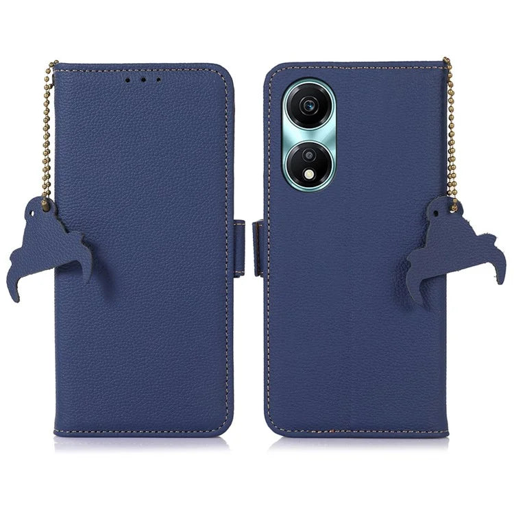 For Honor X5 Plus RFID Blocking Phone Case Genuine Cow Leather Wallet