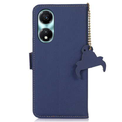 For Honor X5 Plus RFID Blocking Phone Case Genuine Cow Leather Wallet