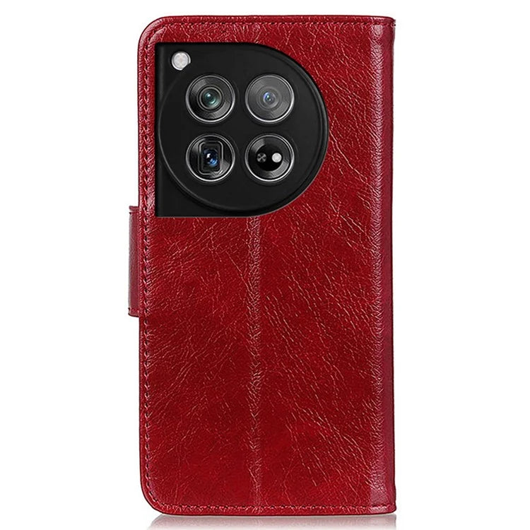For OnePlus 12 5G Magnetic Case Split Leather Anti-scratch Nappa Texture Cell Phone Shell