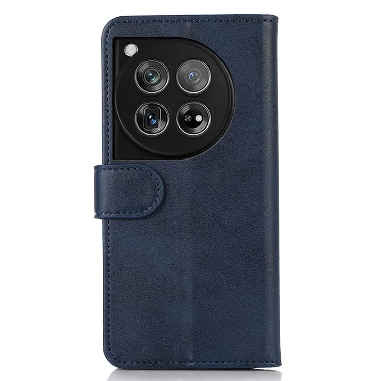 For OnePlus 12 5G Leather Case Scratch-proof Cowhide Texture Stand Wallet Phone Cover