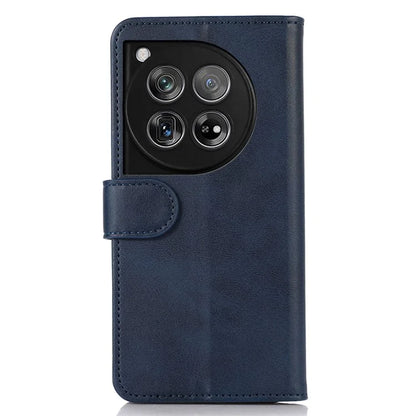 For OnePlus 12 5G Leather Case Scratch-proof Cowhide Texture Stand Wallet Phone Cover