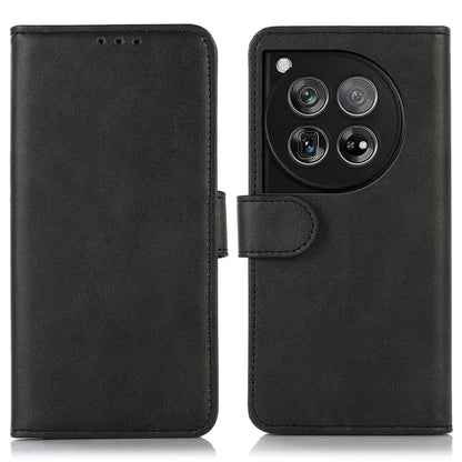 For OnePlus 12 5G Leather Case Scratch-proof Cowhide Texture Stand Wallet Phone Cover