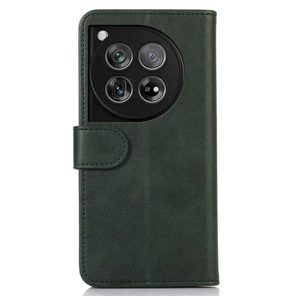 For OnePlus 12 5G Leather Case Scratch-proof Cowhide Texture Stand Wallet Phone Cover
