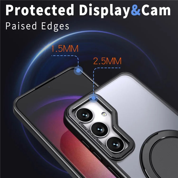 For Samsung Galaxy S24+ Magnetic Phone Case Invisible Gear 360 Degree Rotation Ring Kickstand