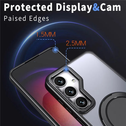 For Samsung Galaxy S24+ Magnetic Phone Case Invisible Gear 360 Degree Rotation Ring Kickstand