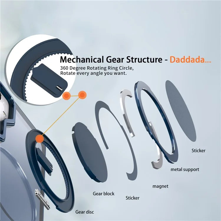 For Samsung Galaxy S24+ Magnetic Phone Case Invisible Gear 360 Degree Rotation Ring Kickstand