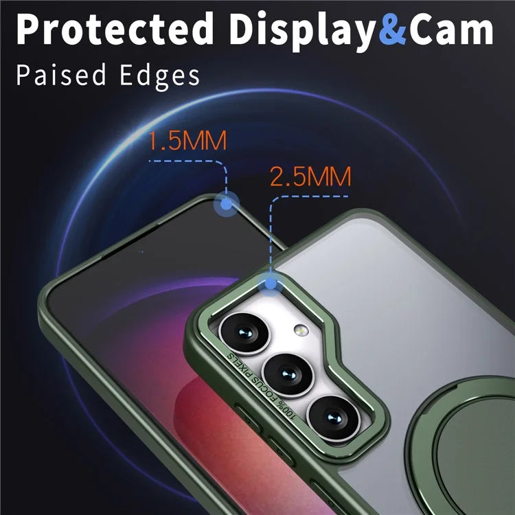 For Samsung Galaxy S24+ Magnetic Phone Case Invisible Gear 360 Degree Rotation Ring Kickstand