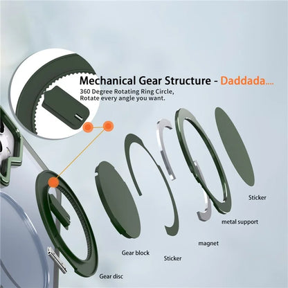 For Samsung Galaxy S24+ Magnetic Phone Case Invisible Gear 360 Degree Rotation Ring Kickstand
