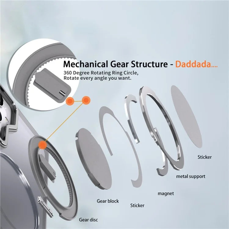 For Samsung Galaxy S24+ Magnetic Phone Case Invisible Gear 360 Degree Rotation Ring Kickstand