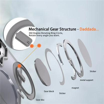 For Samsung Galaxy S24+ Magnetic Phone Case Invisible Gear 360 Degree Rotation Ring Kickstand
