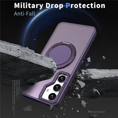 For Samsung Galaxy S24+ Magnetic Phone Case Invisible Gear 360 Degree Rotation Ring Kickstand