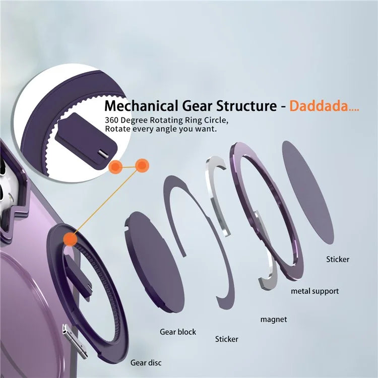 For Samsung Galaxy S24+ Magnetic Phone Case Invisible Gear 360 Degree Rotation Ring Kickstand