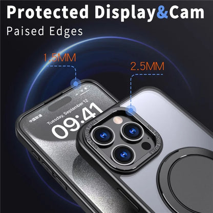 For iPhone 15 Pro Max Magnetic Case Hidden Gear Ring Kickstand Phone Cover