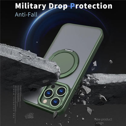 For iPhone 15 Pro Max Magnetic Case Hidden Gear Ring Kickstand Phone Cover