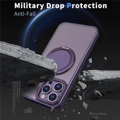 For iPhone 15 Pro Max Magnetic Case Hidden Gear Ring Kickstand Phone Cover