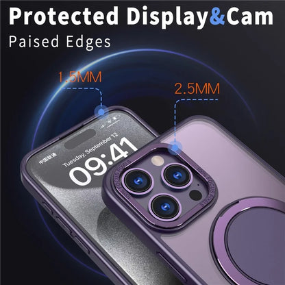For iPhone 15 Pro Max Magnetic Case Hidden Gear Ring Kickstand Phone Cover