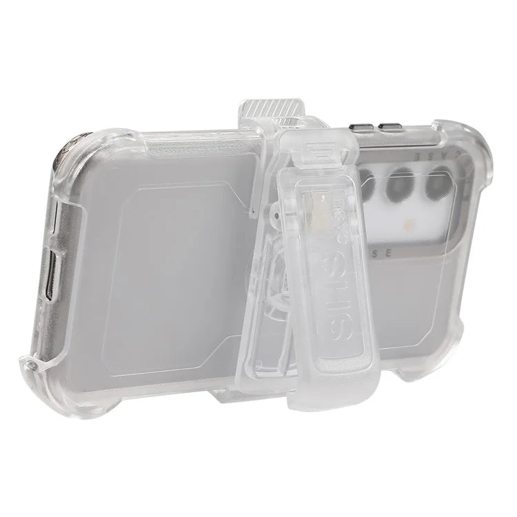 For Samsung Galaxy S24 Matte Slide Holster Phone Case Belt Clip Kickstand Black