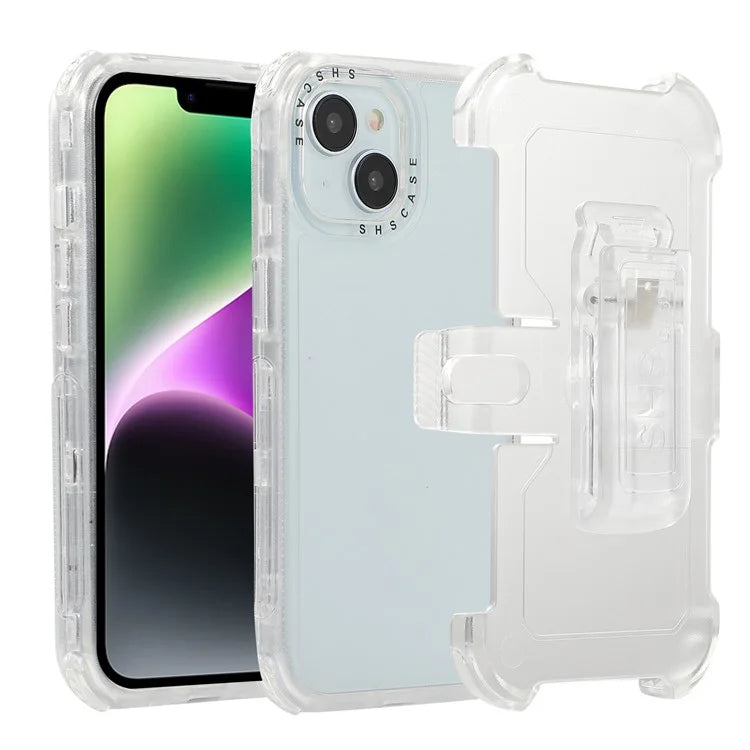 For iPhone 14 Slide Holster Matte Phone Case Back Clip Kickstand