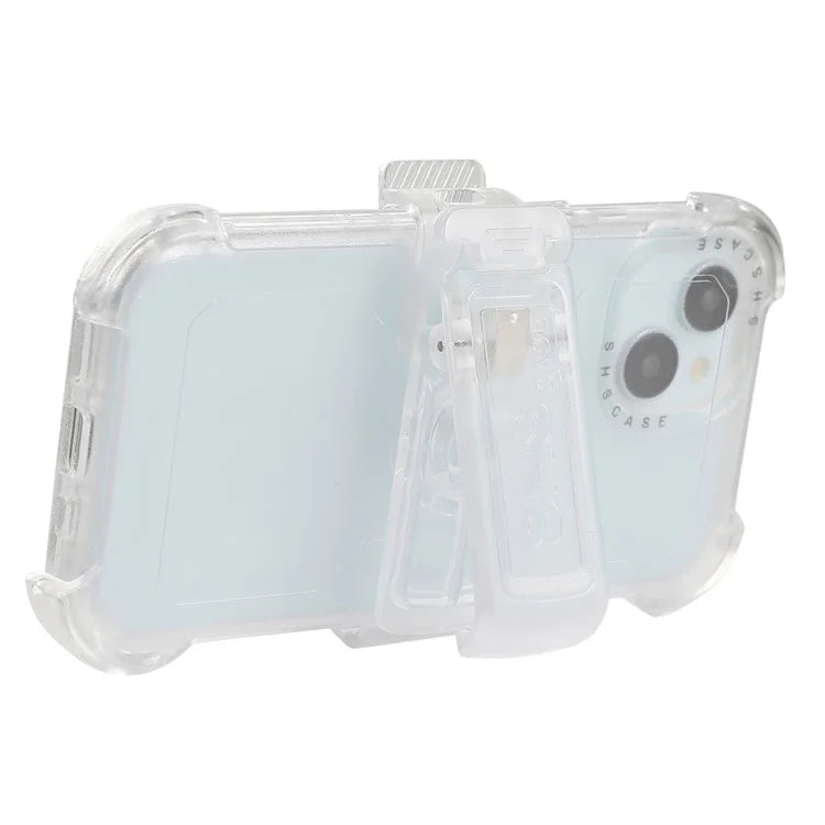 For iPhone 14 Slide Holster Matte Phone Case Back Clip Kickstand