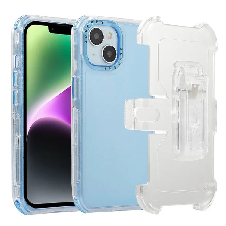 For iPhone 14 Slide Holster Matte Phone Case Back Clip Kickstand