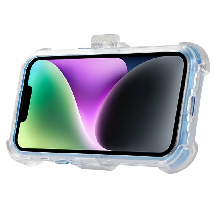 For iPhone 14 Slide Holster Matte Phone Case Back Clip Kickstand