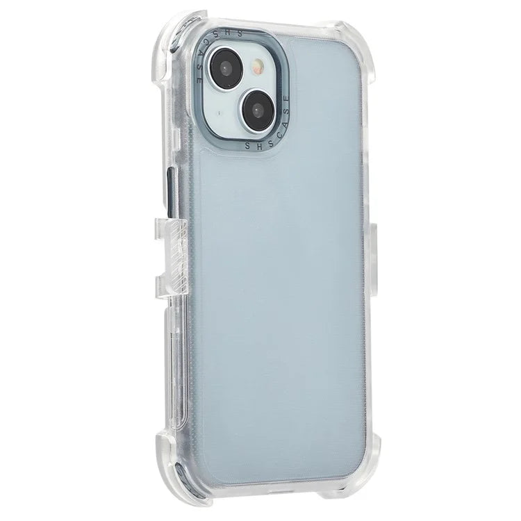 For iPhone 14 Slide Holster Matte Phone Case Back Clip Kickstand Sapphire