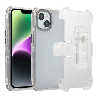 For iPhone 14 Slide Holster Matte Phone Case Back Clip Kickstand Black