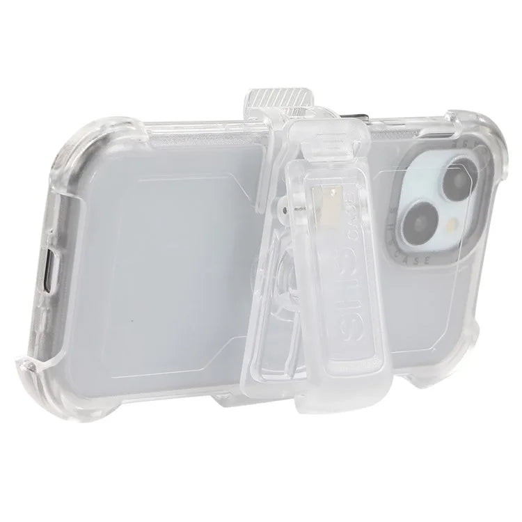 For iPhone 14 Slide Holster Matte Phone Case Back Clip Kickstand Black