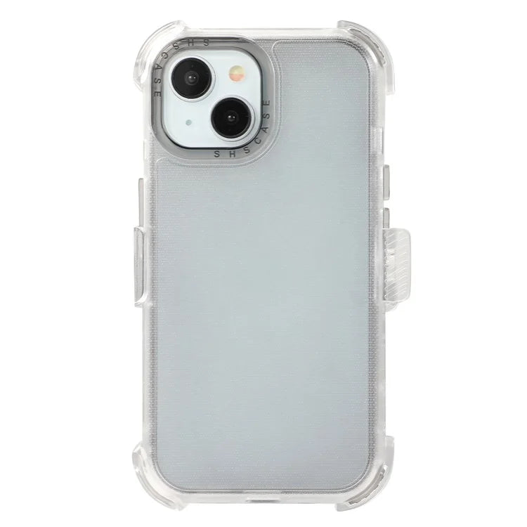For iPhone 14 Slide Holster Matte Phone Case Back Clip Kickstand Black