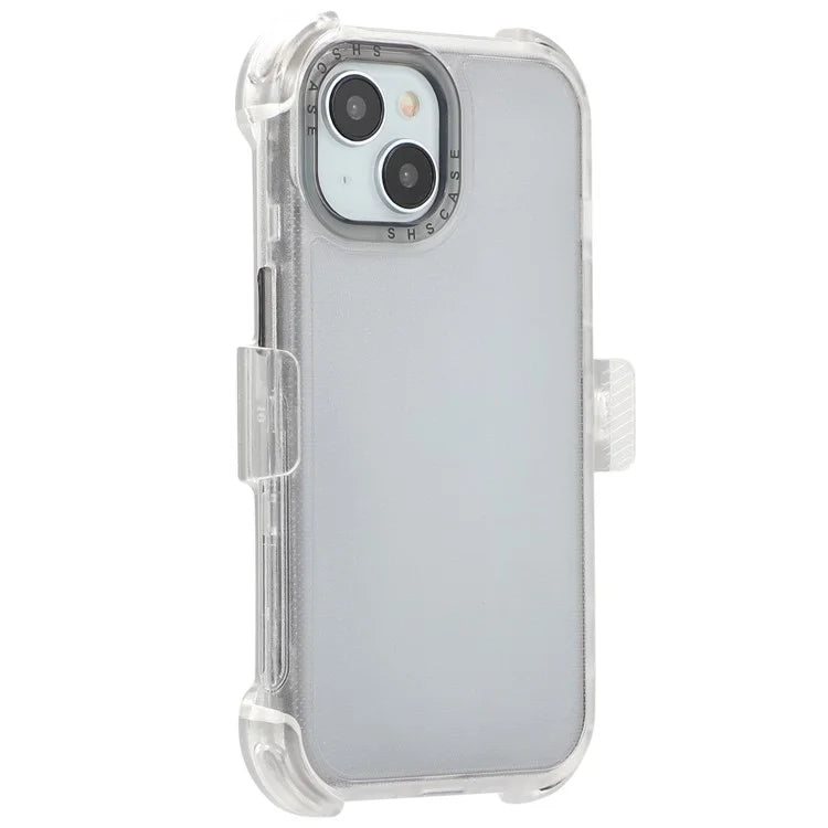 For iPhone 14 Slide Holster Matte Phone Case Back Clip Kickstand Black