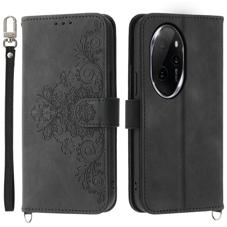 For Honor 100 Pro 5G Leather Phone Case Multi Card Slots with Versatile Straps