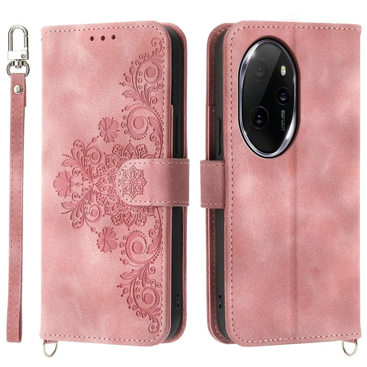 For Honor 100 Pro 5G Leather Phone Case Multi Card Slots with Versatile Straps
