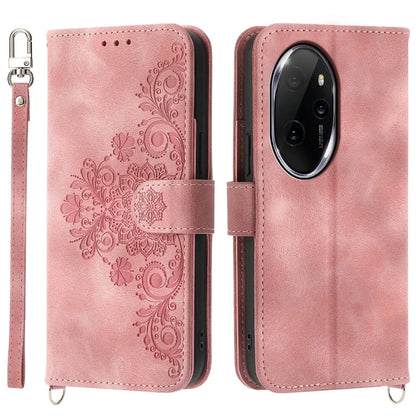 For Honor 100 Pro 5G Leather Phone Case Multi Card Slots with Versatile Straps