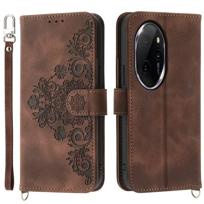 For Honor 100 Pro 5G Leather Phone Case Multi Card Slots with Versatile Straps