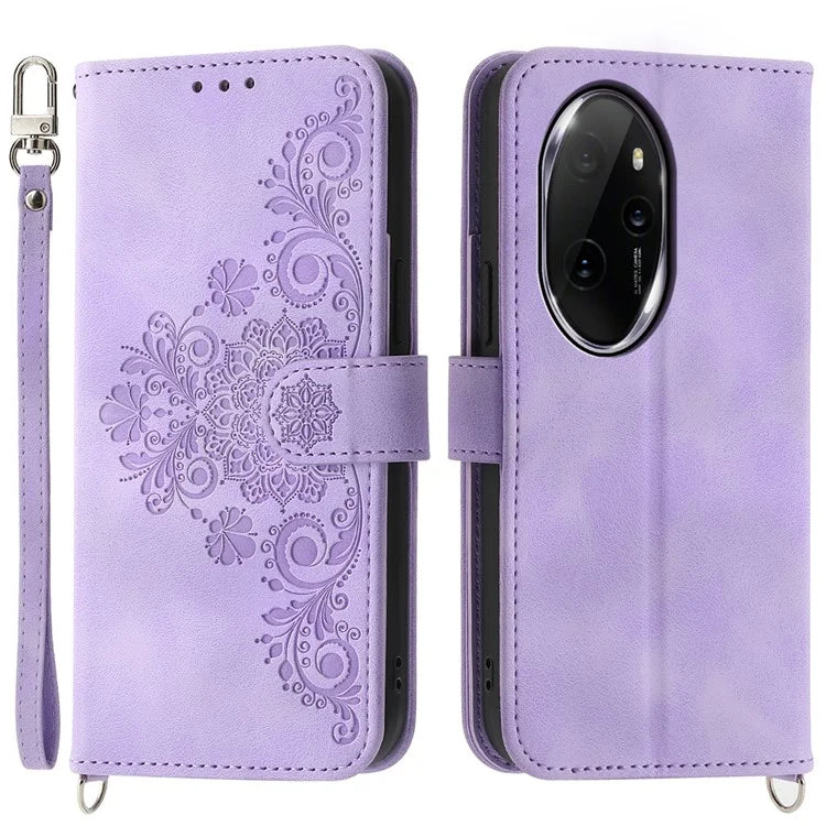 For Honor 100 Pro 5G Leather Phone Case Multi Card Slots with Versatile Straps
