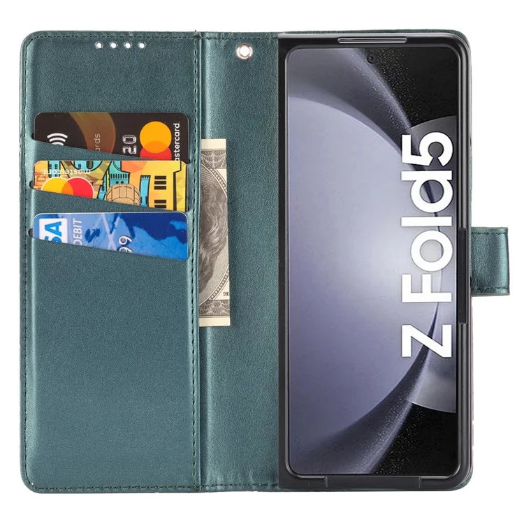 DF-06 For Samsung Galaxy Z Fold5 5G Leather Case Wallet Stand Cover Line Design