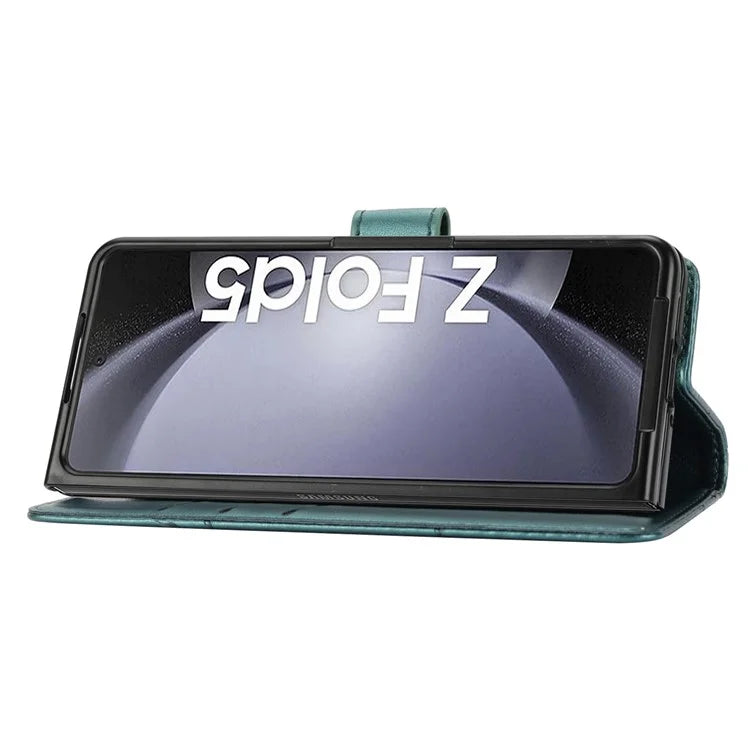 DF-06 For Samsung Galaxy Z Fold5 5G Leather Case Wallet Stand Cover Line Design