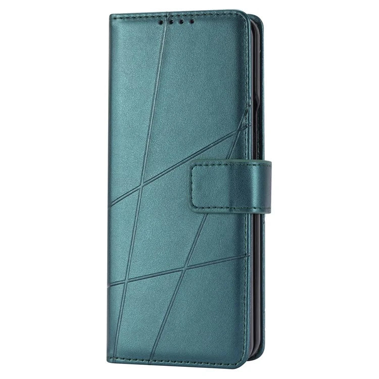 DF-06 For Samsung Galaxy Z Fold5 5G Leather Case Wallet Stand Cover Line Design